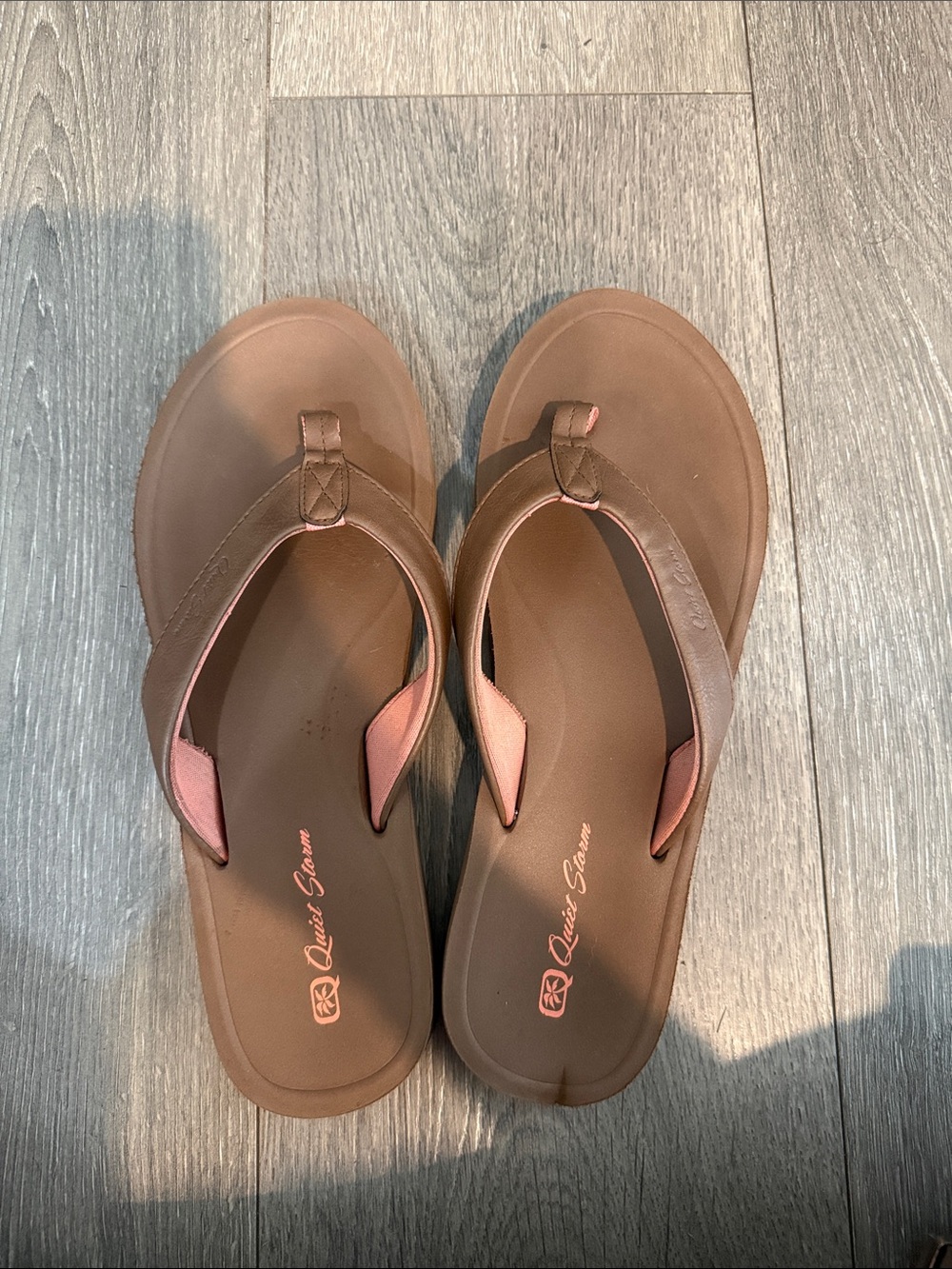 Ladies Brown and Pink Comfort Thong Sandals